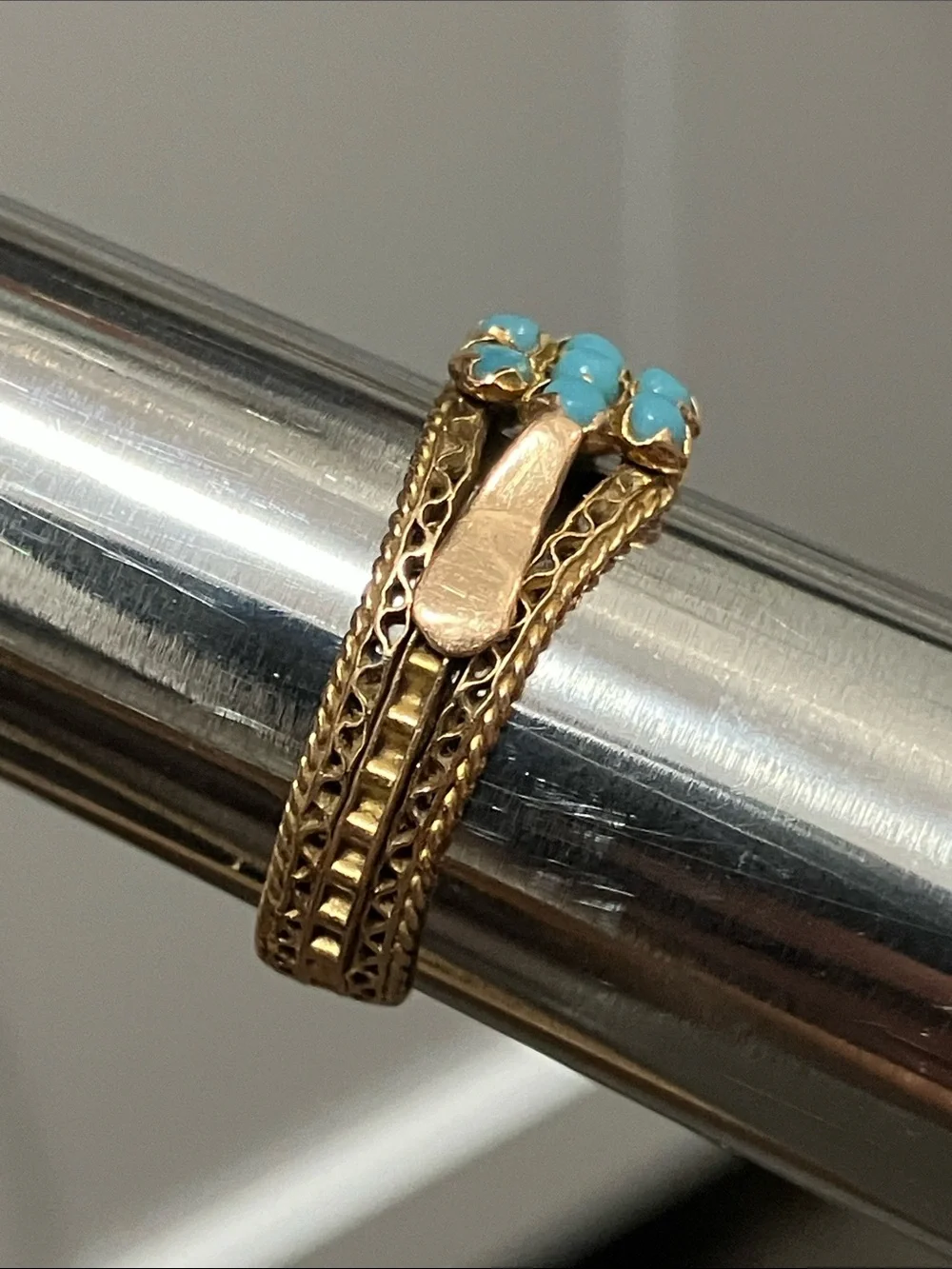 15K Gold Victorian Turquoise ring - Picture 7 of 17